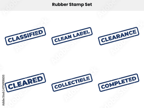 Rubber Stamps Set with Classified Clearance Clean Label Collectible Completed