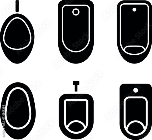 Urinal Icon Collection Public Restroom Facilities Minimalist Black and White Design