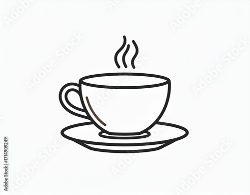 Minimalist coffee cup vector icon, clean line style, hot drink illustration