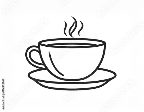 Minimalist coffee cup vector icon, clean line style, hot drink illustration