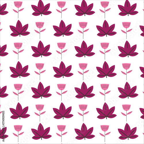 Abstract Floral and Leaf Repeat Pattern