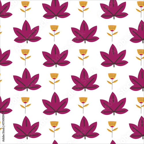 Abstract Floral and Leaf Repeat Pattern