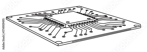 Abstract Printed Circuit Board Vector, White Background