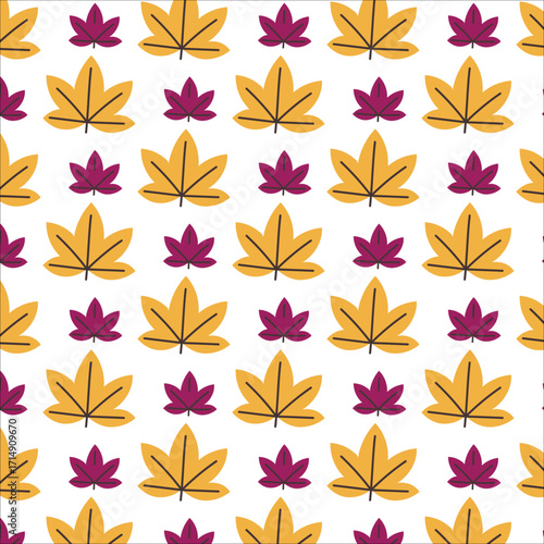  Purple and Gold Autumn Leaf Repeat Pattern