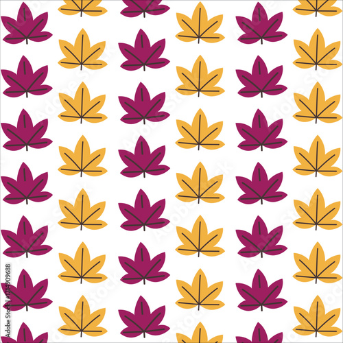  Purple and Gold Autumn Leaf Repeat Pattern