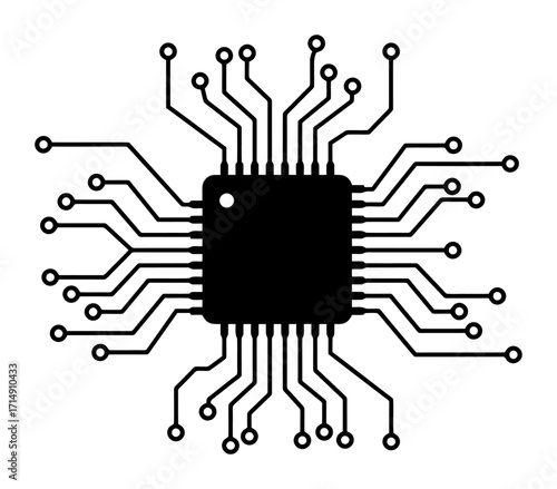 Microchip Circuit Dotted Line Pattern - Vector Design