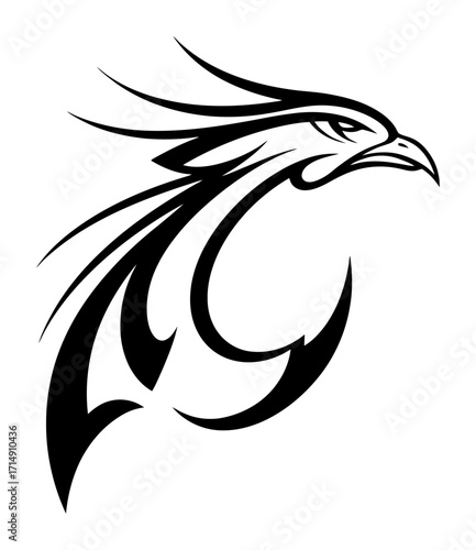 Elegant Phoenix Neck Curve - Minimalist Vector Design