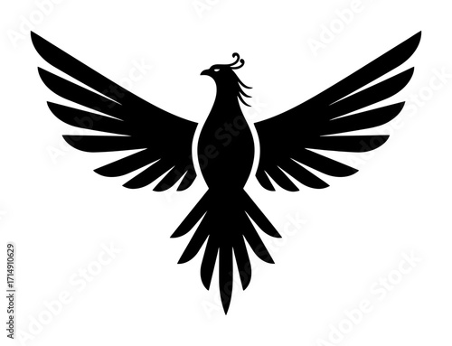 Minimalist Phoenix Vector Illustration - Flat Design