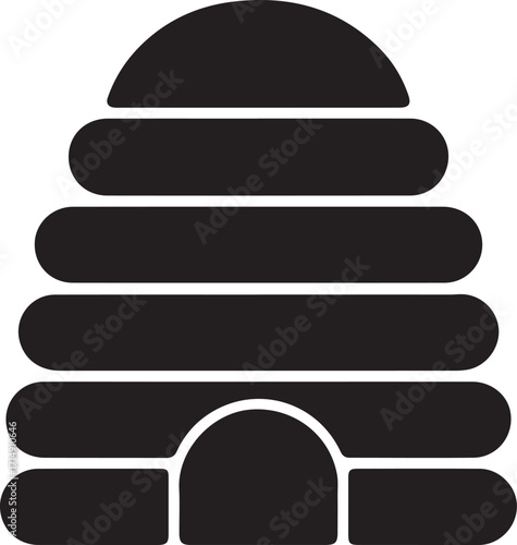 Simple stacked beehive silhouette with honeycomb pattern