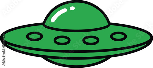 Green flying saucer icon alien spacecraft illustration extraterrestrial object