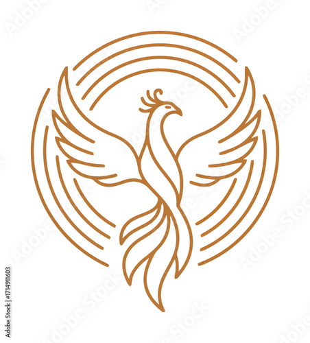 Phoenix & Sun Minimalist Vector Design