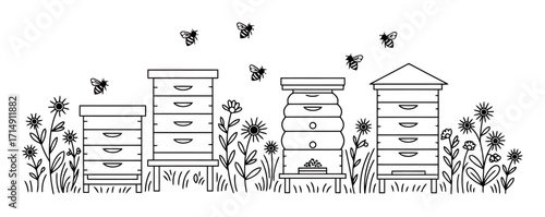 Sustainable Beekeeping Vector Illustration