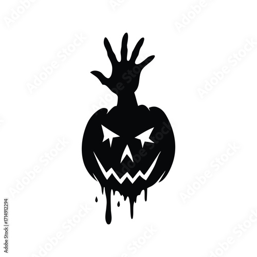 hand with halloween pumpkin vector