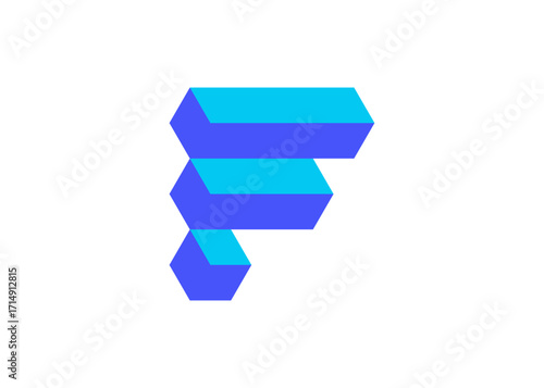 Abstract Letter F Logo. 3d Vector Logo Design Template Element.