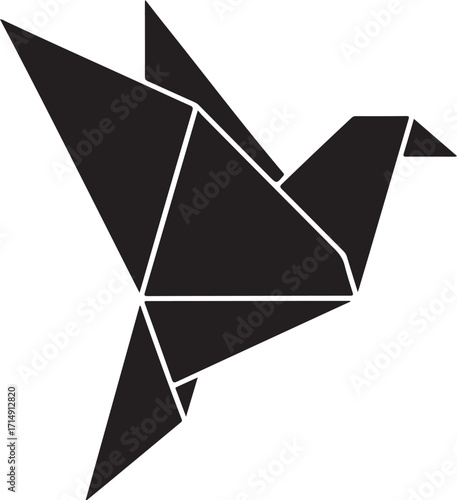 Flat style origami bird illustration with colorful accents