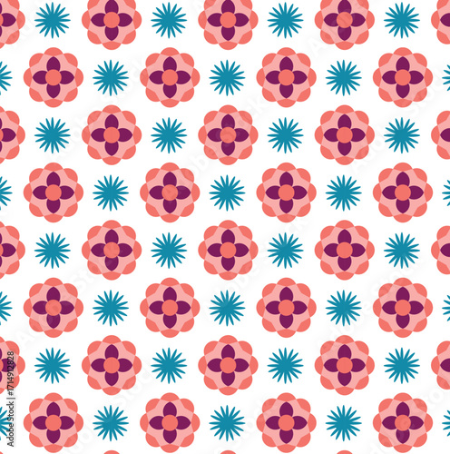 Peach and Plum Geometric Mosaic