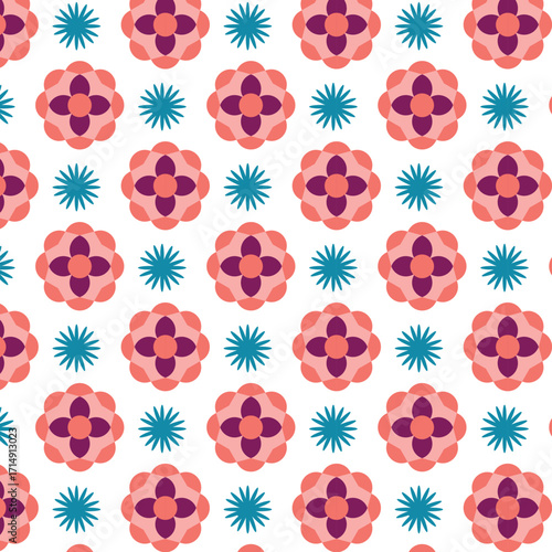 Peach and Plum Geometric Mosaic