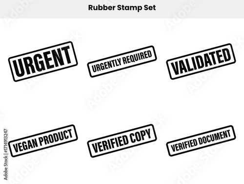 Six Black Stamp Icons Featuring Business Related Words on Transparent Background