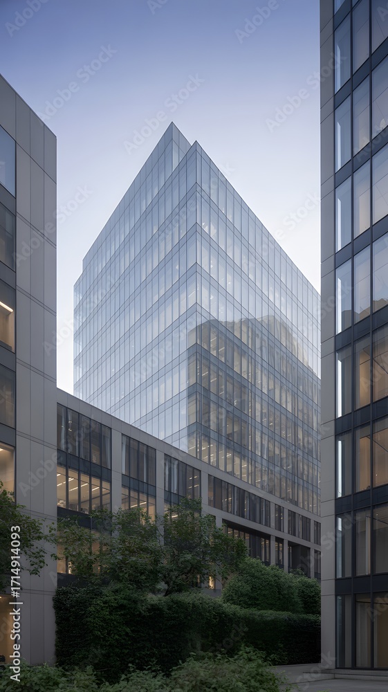 Obraz premium Futuristic glass and steel architecture with elegant minimal style