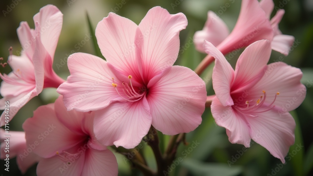 Naklejka premium Elegant pink amaryllis flowers blooming in the garden during daytime