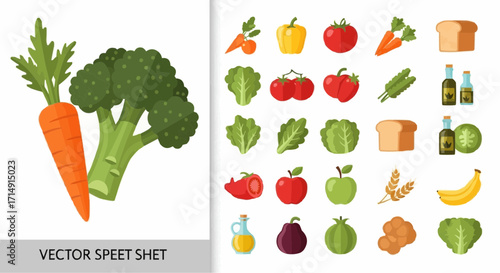 Healthy eating healthy eating vegetable and fruit vector illustration collection for diet and nutrition concept design vector