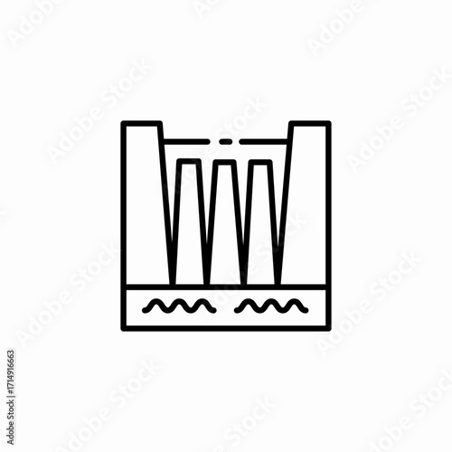 hydroelectric dam structure icon sign vector