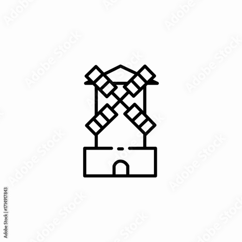 vintage farm windmill icon sign vector