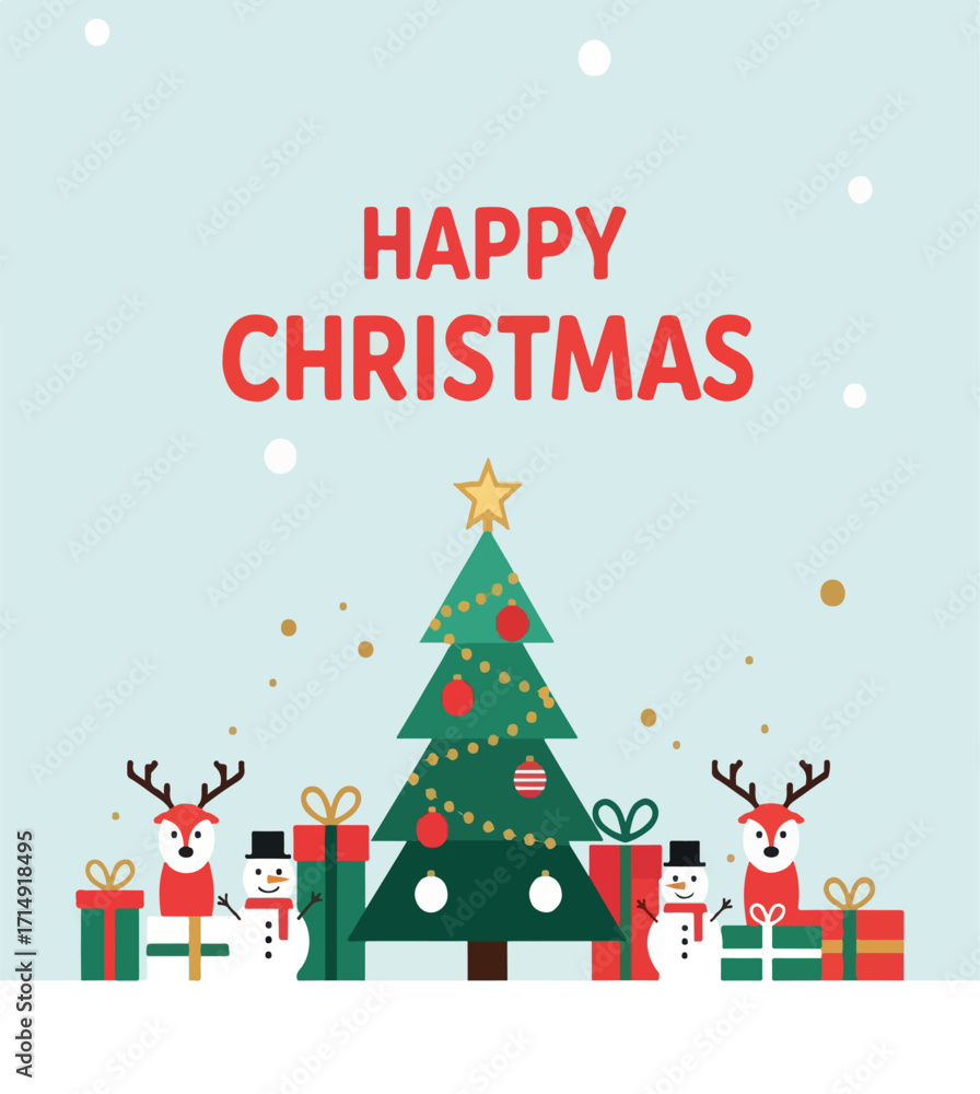 Naklejka premium card, vector, design, decoration, illustration, celebration, christmas, merry, holiday, happy, greeting, background, banner, year, december, invitation, new year, text, season, festive, art, graphic,