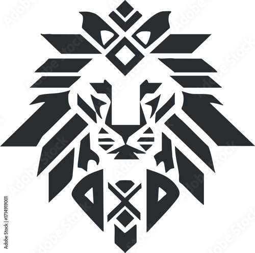 Stylized lion graphic symbol representing strength and courage in a modern design.