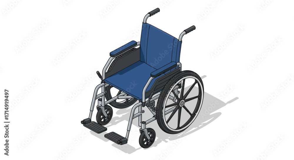 Fototapeta premium Blue and Silver Wheelchair for Mobility and Assistance.