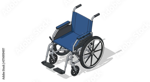 Blue and Silver Wheelchair for Mobility and Assistance.