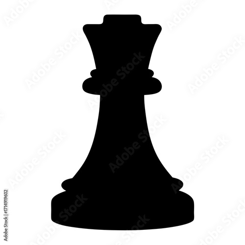 Silhouette of Chess King Piece Icon-Black silhouette of a chess king piece isolated on white background, symbolizing strategy, power, leadership, competition, and intellectual game.