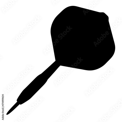 Silhouette of Dart Icon for Target Game-Black silhouette of a dart isolated on white background, symbolizing darts game, precision, accuracy, indoor sport, and competitive recreation.