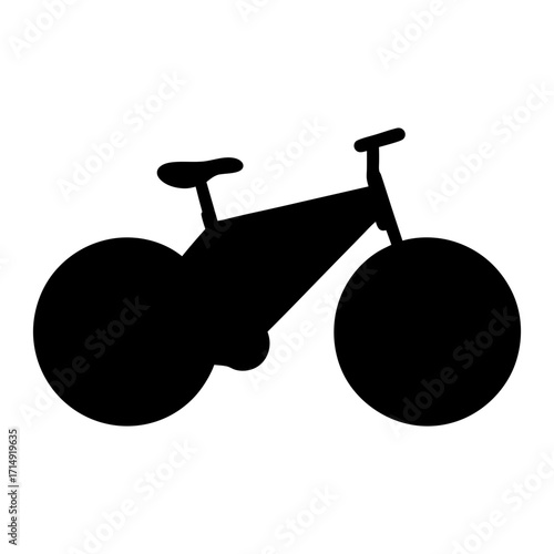 Silhouette of Bicycle Icon on White Background-Black silhouette of a bicycle isolated on white background, symbolizing cycling, transportation, fitness, outdoor activity, eco travel, and healthy life