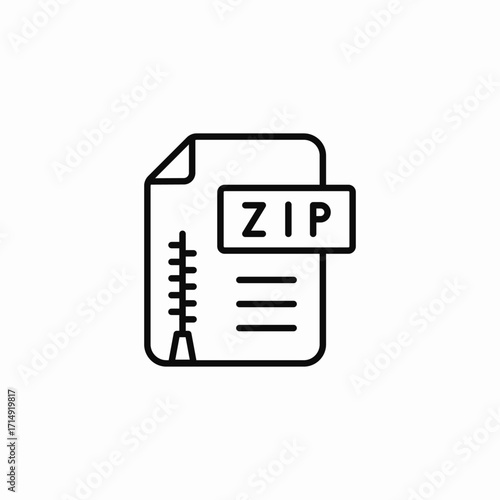 document with a zipper icon sign vector