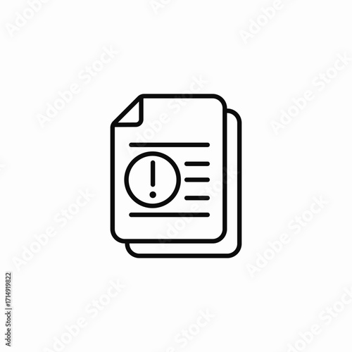 document with an exclamation point icon sign vector