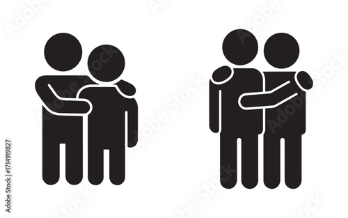Pictorial Depiction of Two People Embracing One Another Symbolizing Affection, Intimacy, and Togetherness in a Simple Black and White Iconography