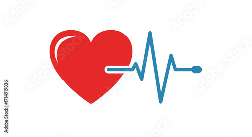 Red Heart with Blue Heartbeat EKG Line Graphic.
