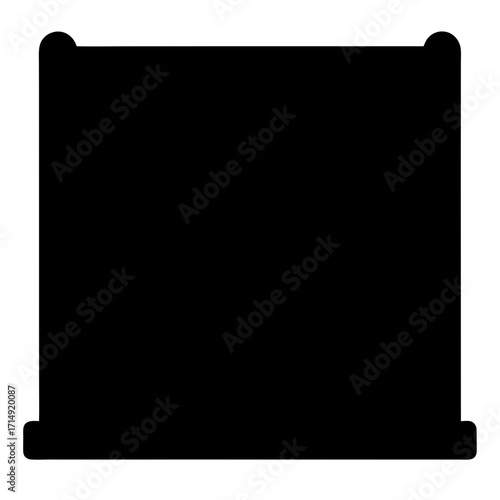 Silhouette of ancient parchment scroll symbol-Black silhouette of a rectangular scroll or parchment, representing old manuscripts, historical documents, or educational and legal records.