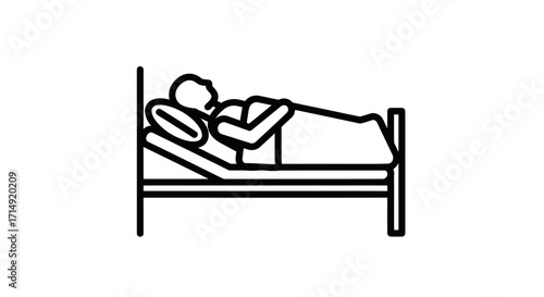 Person sleeping peacefully in a bed with a pillow and blanket.