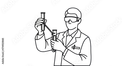 Scientist conducting experiment with test tubes.