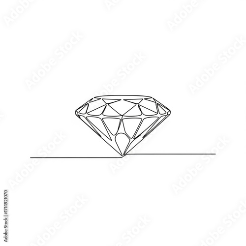 Line art illustration of a diamond gemstone with copy space