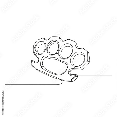 Line art illustration of brass knuckles with copy space