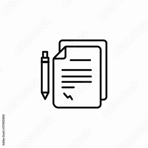 signed document with a pen icon sign vector