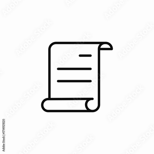 unfurling document scroll icon sign vector