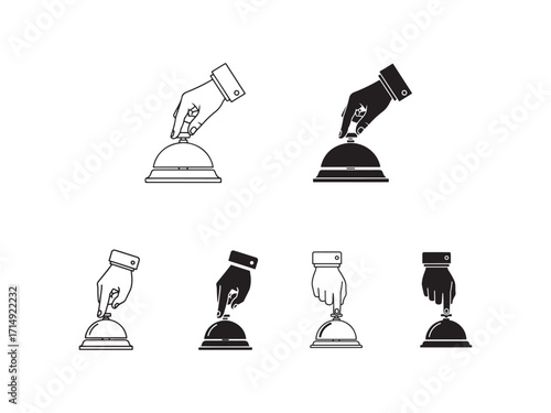 Elegant Call to Service A Collection of Reception Bell Illustrations in Varied Styles and Tones