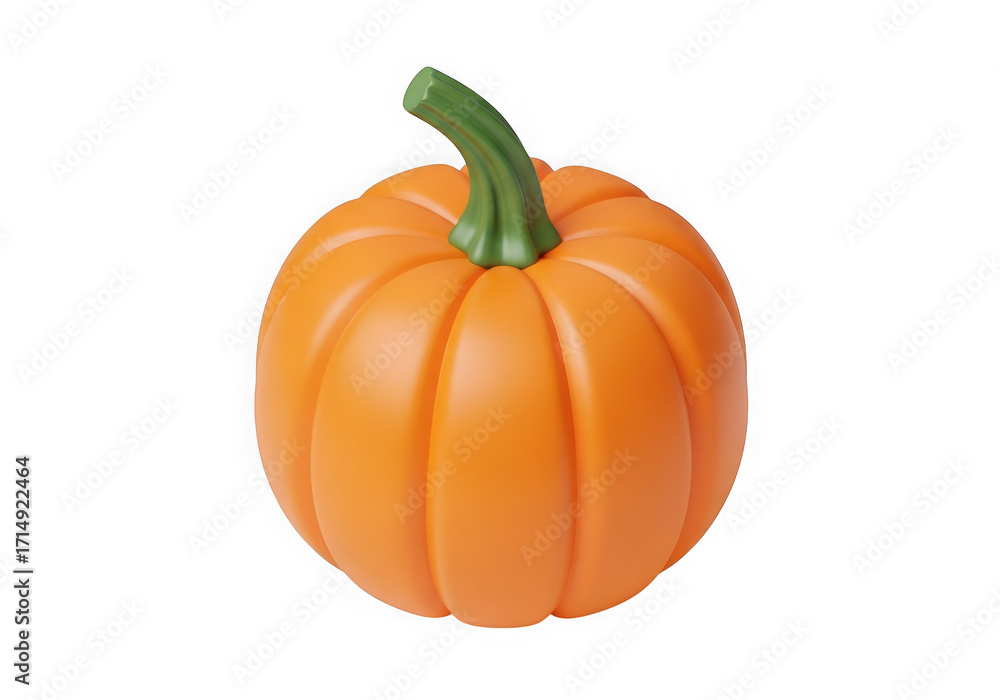 Obraz premium A single bright orange pumpkin with a green stem isolated on transparent background