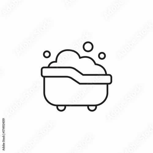 baby bathtub bubbles icon sign vector
