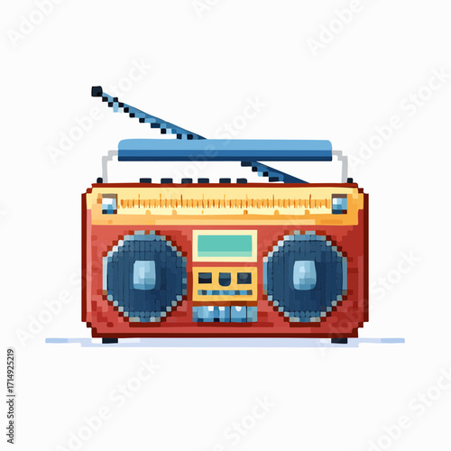 Retro cassette tape vector illustration of vintage audio music player