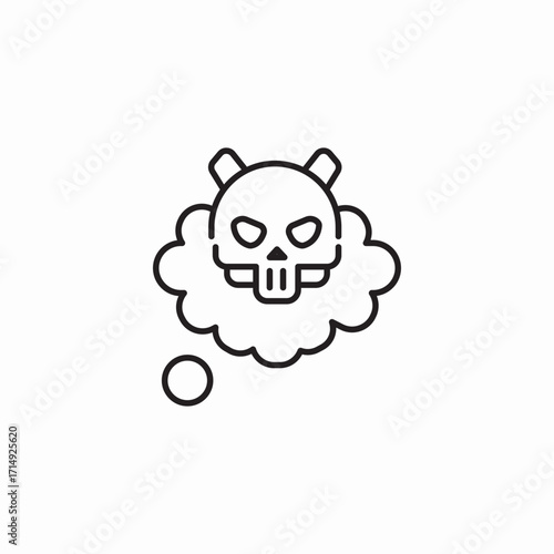 skull thought bubble icon sign vector